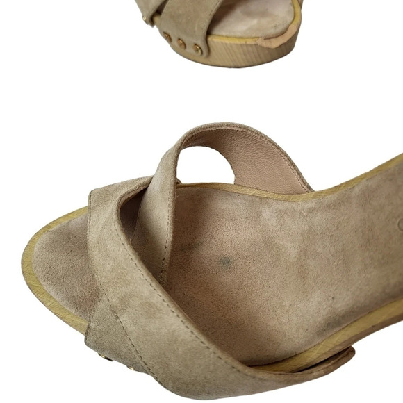 VERONICA BEARD LAMONT PLATFORM ANKLE STRAP SANDAL SAND BEIGE SUEDE - Picture 7 of 11